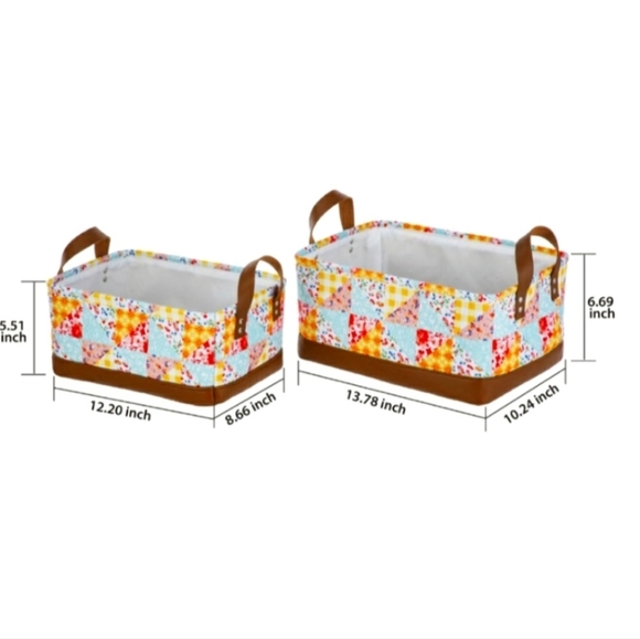 The Pioneer Woman,Patch work Medley Baskets with Handles Set of 2 - Picture 4 of 4